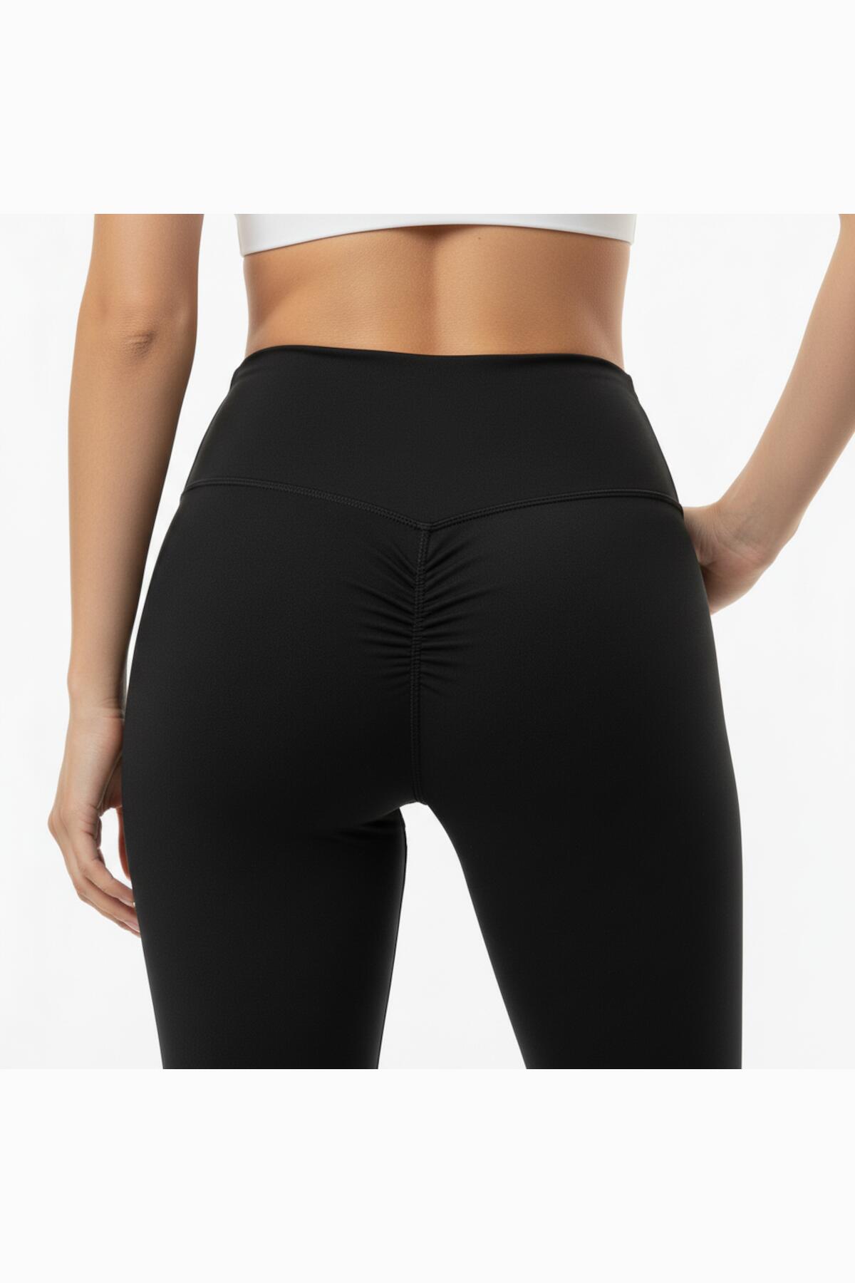 Push - Up - Leggings, Hoher Bund — Schwarz