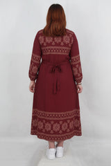 Robe Tissée Grande Taille — Bordeaux À Motifs