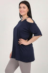 Blouse Détail Boucle — Marine (Grande Taille)