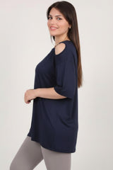 Blouse Détail Boucle — Marine (Grande Taille)