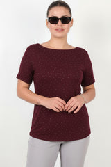 Blouse Grande Taille À Encolure Bateau Avec Strass — Bordeaux
