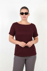 Blouse Grande Taille À Encolure Bateau Avec Strass — Bordeaux