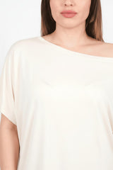 Blouse Oversize Écrue Épaules Tombantes – Grandes Tailles