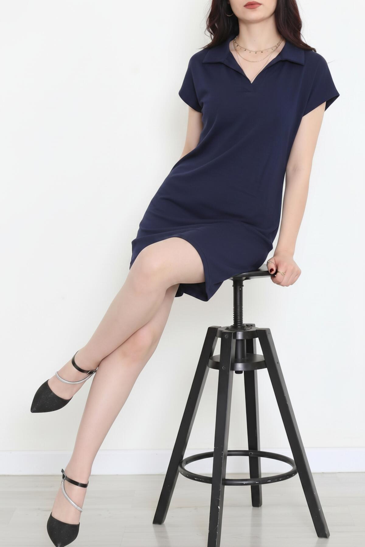 Kleed Met Kraag – Marineblauw