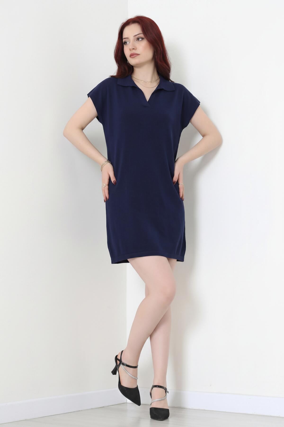 Kleed Met Kraag – Marineblauw