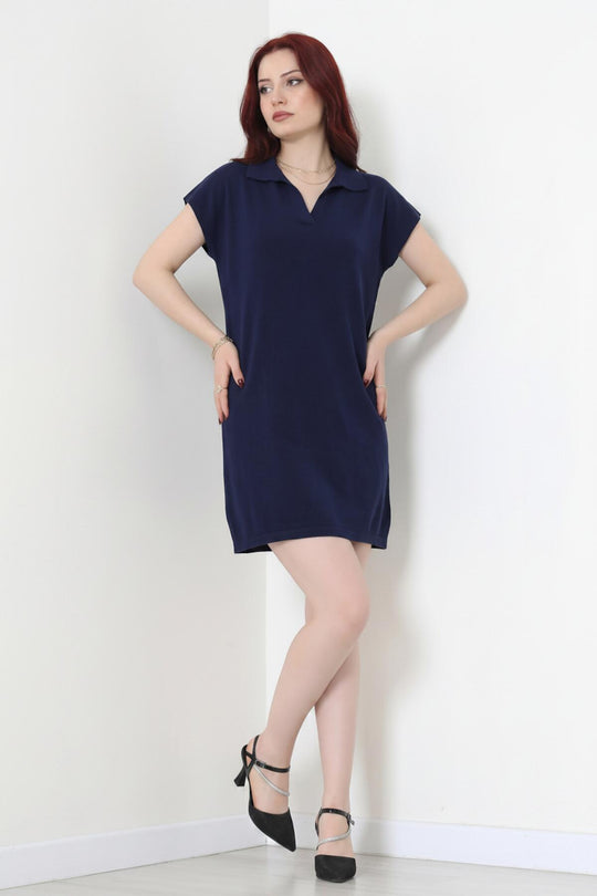 Kleed Met Kraag – Marineblauw