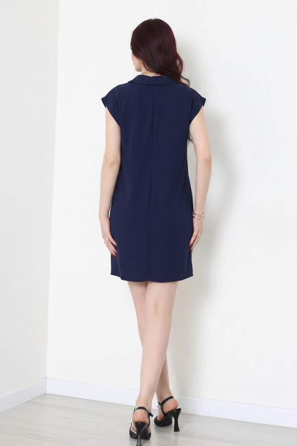 Kleed Met Kraag – Marineblauw