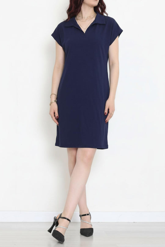 Kleed Met Kraag – Marineblauw