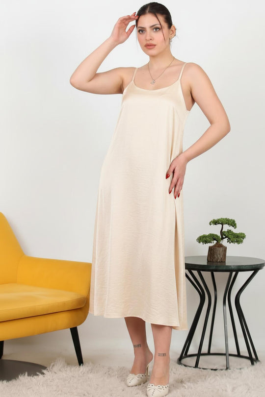 A - Lijn Maxi - Jurk Met Smalle Bandjes — Off - White
