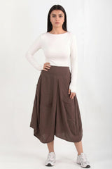 Pantalon Ballon En Tencel, Taille Dos Élastique — Marron