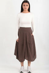 Pantalon Ballon En Tencel, Taille Dos Élastique — Marron
