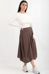 Pantalon Ballon En Tencel, Taille Dos Élastique — Marron