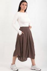 Pantalon Ballon En Tencel, Taille Dos Élastique — Marron