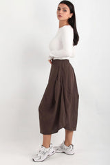 Pantalon Ballon En Tencel, Taille Dos Élastique — Marron