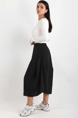 Pantalon Court Ample Ballon Tancel, Taille Arrière Élastiquée — Noir