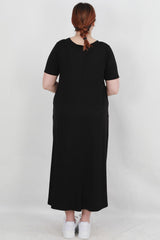 Plus - Size Relaxed Long - Sleeve Dress — Black