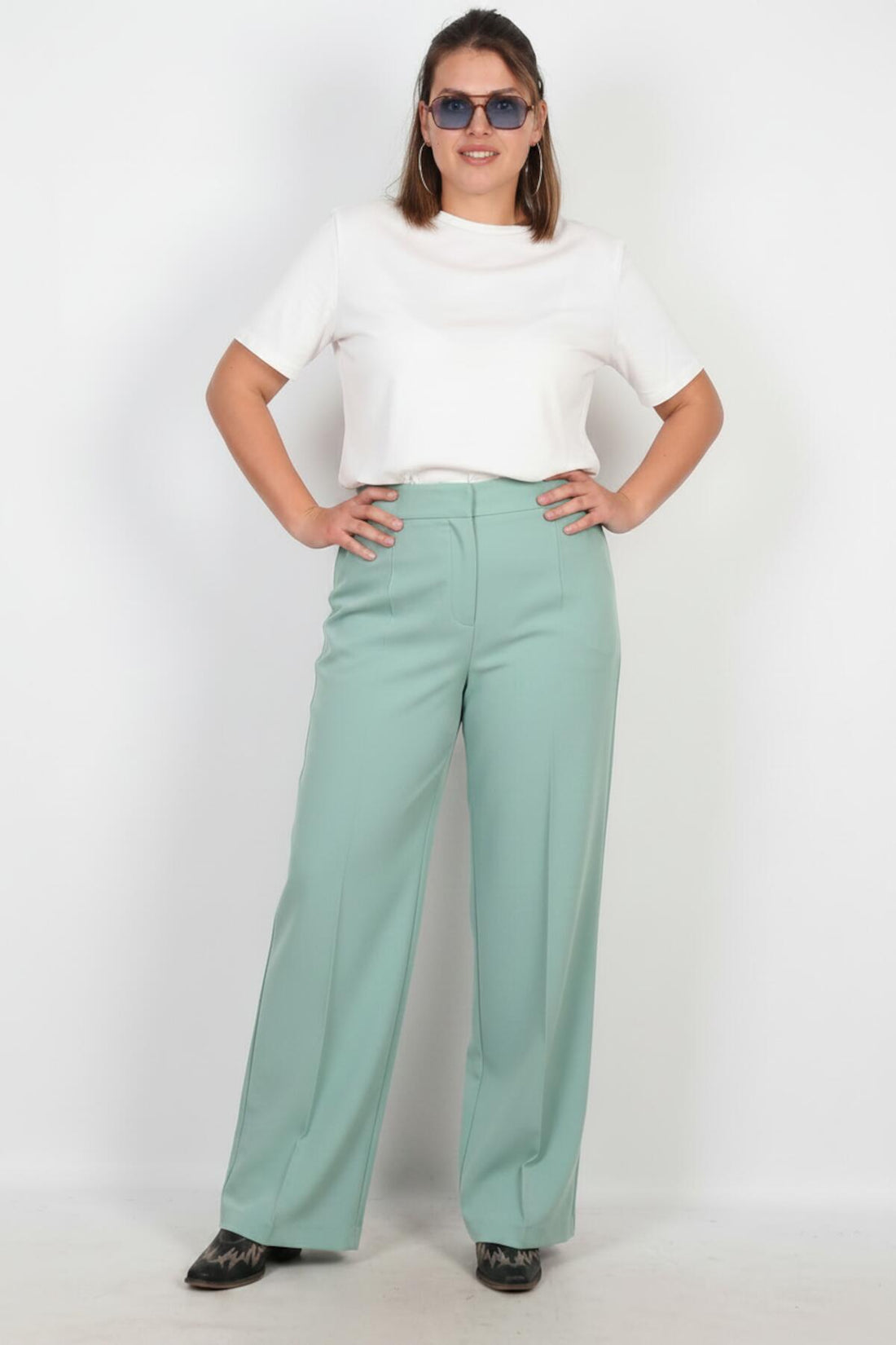Pantalon Large Grande Taille — Menthe