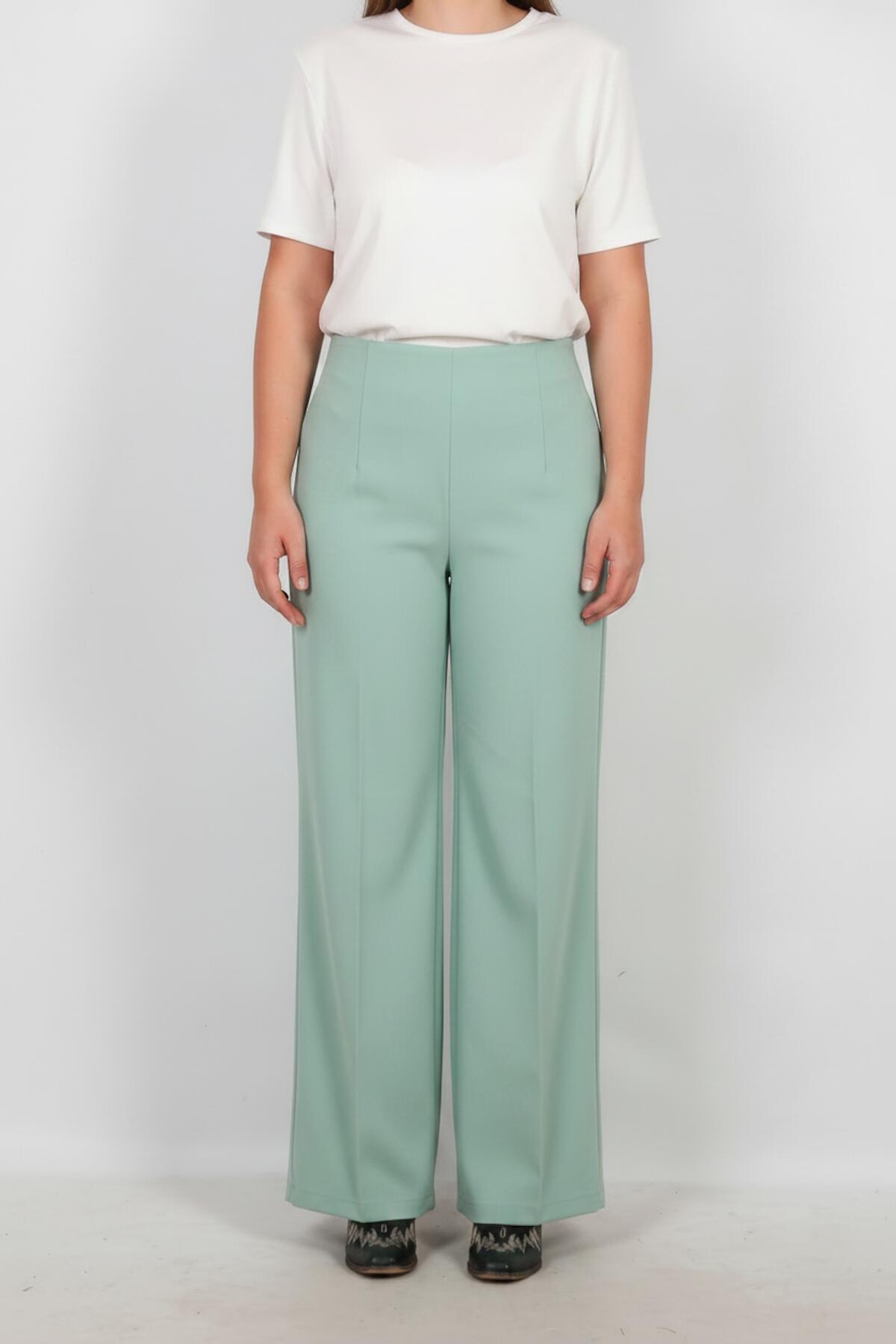Plus - Size Wide - Leg Broek – Mint