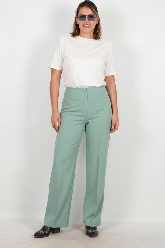 Plus - Size Wide - Leg Broek – Mint