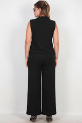 Ensemble Gilet Et Pantalon Noir — Grande Taille