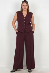 Ensemble Gilet Bordeaux — Grandes Tailles