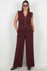 Ensemble Gilet Bordeaux — Grandes Tailles