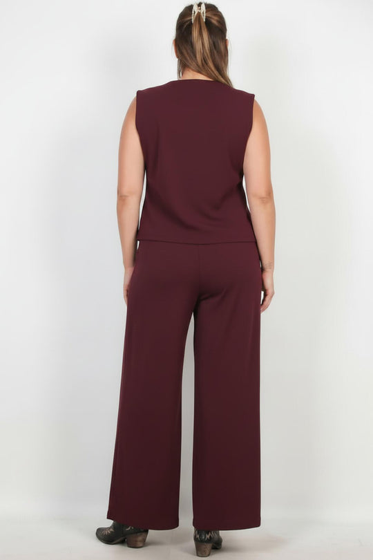 Bordeaux Gilet‑Set — Grote Maten