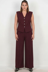 Ensemble Gilet Bordeaux — Grandes Tailles