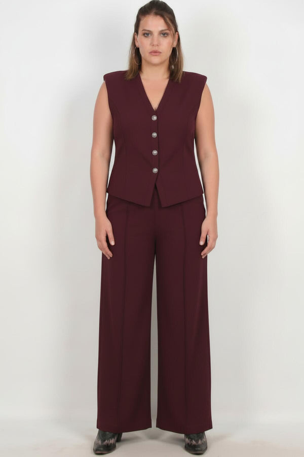 Bordeaux Gilet‑Set — Grote Maten