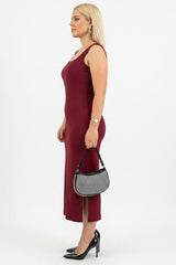 Robe Sans Manches À Encolure Carrée Grande Taille - Bordeaux