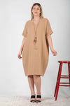 Robe Grande Taille Avec Collier — Taupe