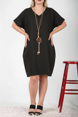 Kleid Mit Kette, Große Größen — Schwarz