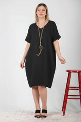 Kleid Mit Kette, Große Größen — Schwarz