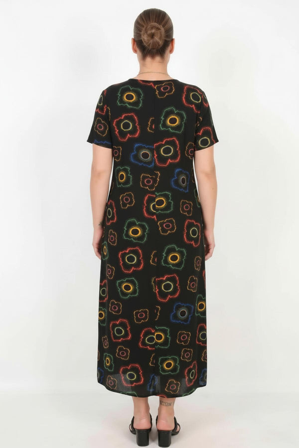 Plus - Size Patterned Short - Sleeve Dress