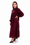 Bordeaux Maxijurk Met Knoopsluiting — Plus - Size