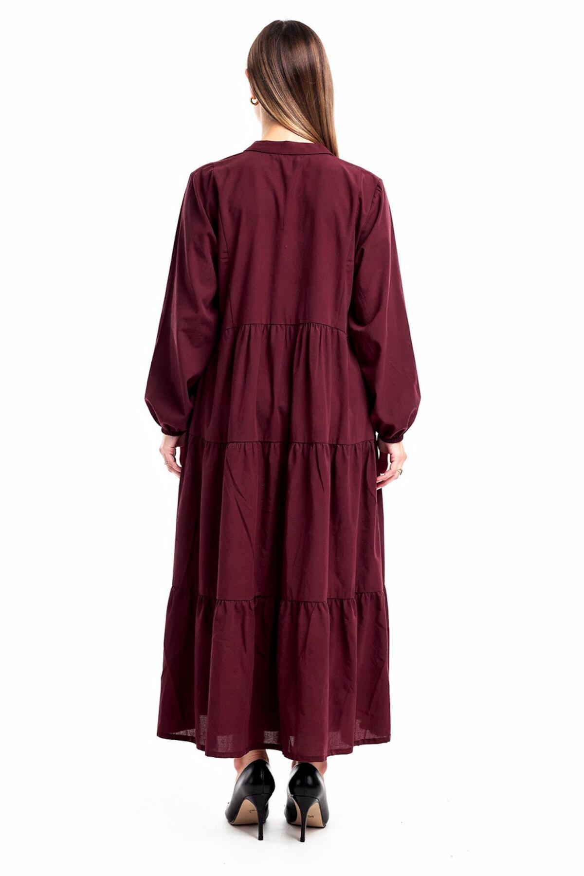 Bordeaux Maxijurk Met Knoopsluiting — Plus - Size