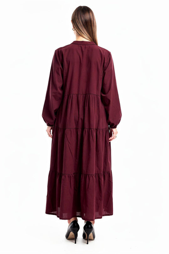 Bordeaux Maxijurk Met Knoopsluiting — Plus - Size