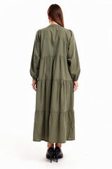 Robe Longue Boutonnée Devant, Grande Taille — Kaki