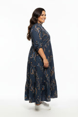 Robe Longue Grande Taille À Poignets Élastiqués – Beige