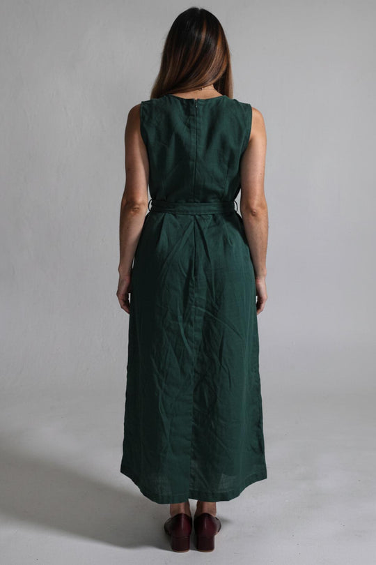 Mouwloze Maxi - Jurk Met Ceintuur – Smaragd