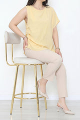 Blouse En Tencel À Plis Latéraux — Jaune