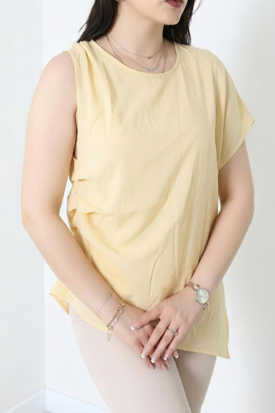 Tencel Blouse Met Zijplooien – Geel
