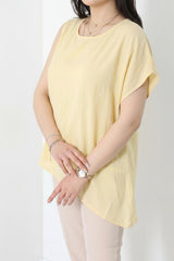 Blouse En Tencel À Plis Latéraux — Jaune