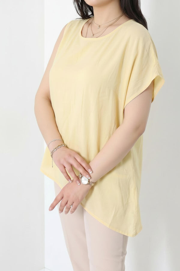 Tencel Blouse Met Zijplooien – Geel