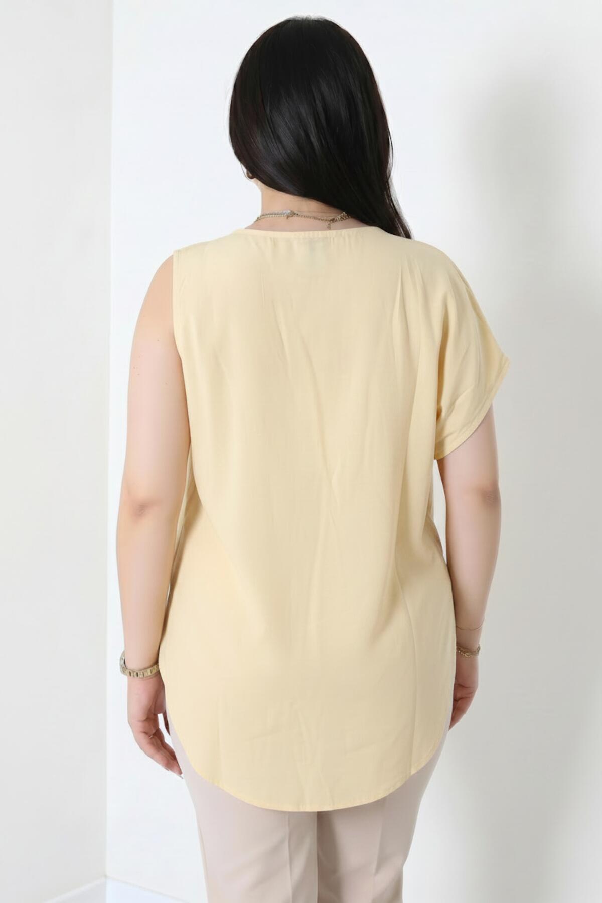 Tencel Blouse Met Zijplooien – Geel
