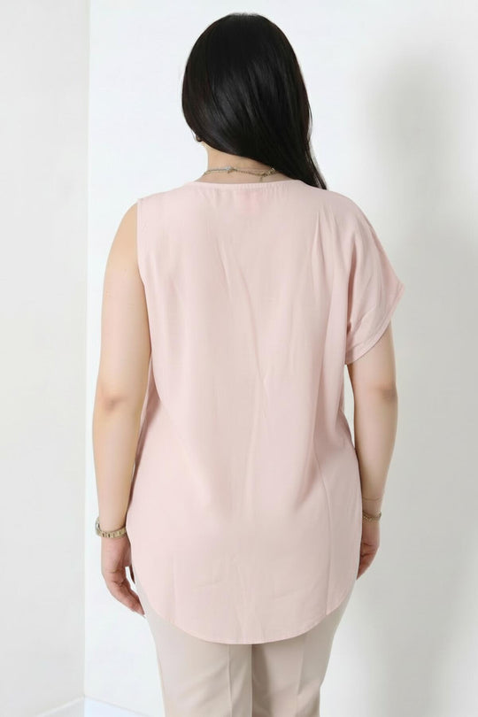 Tencel Blouse Met Zijplooien – Roze