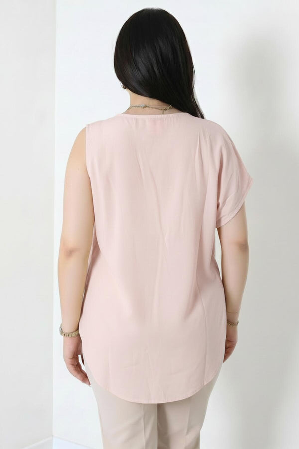 Tencel Blouse Met Zijplooien – Roze