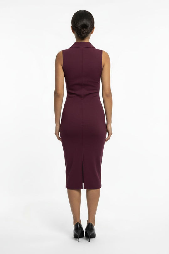 Pruim Ottoman Maxi - Jurk Met Knoopsluiting