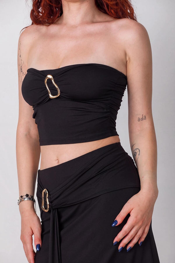 Polyemit Set Met Rok En Gouden Gesp, Zwart