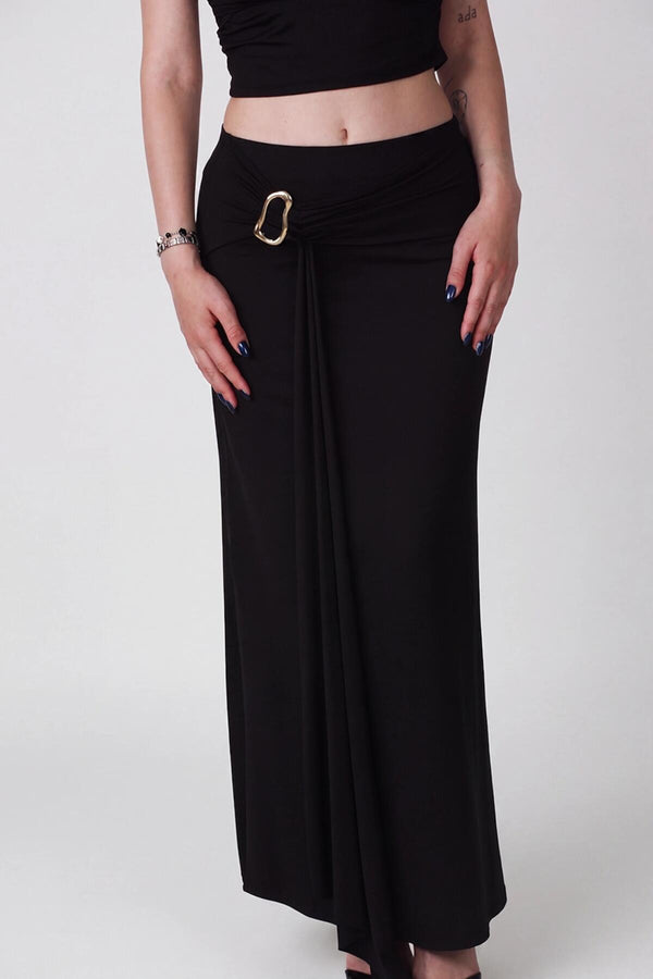 Polyemit Set Met Rok En Gouden Gesp, Zwart